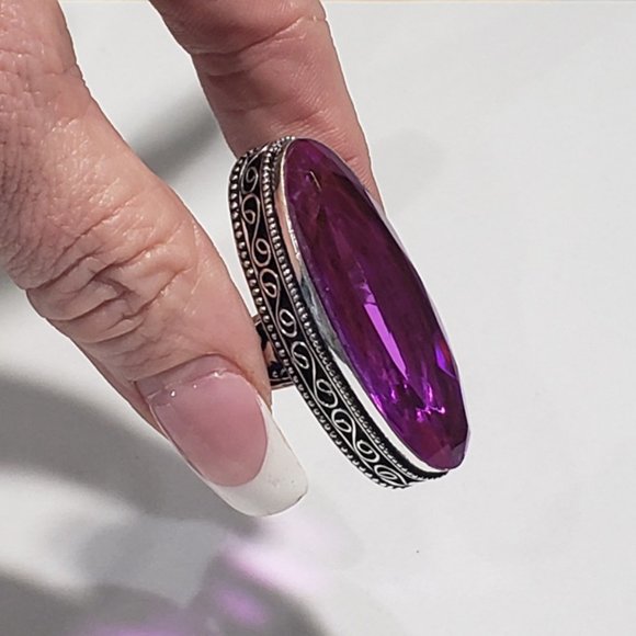 Hand Crafted Jewelry - Rubellite ring, 925 silver pink rubellite vintage ring